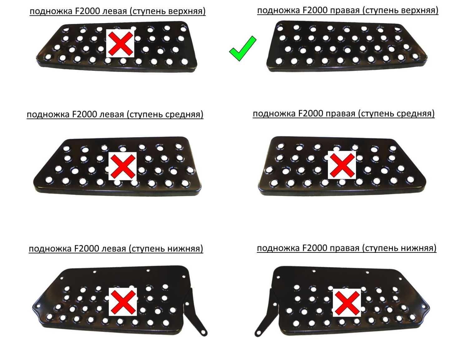 Подножка правая верхняя (металл) F2000